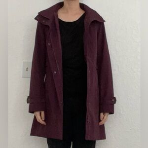 Kirkland plum burgundy purple trench coat with hood, size small